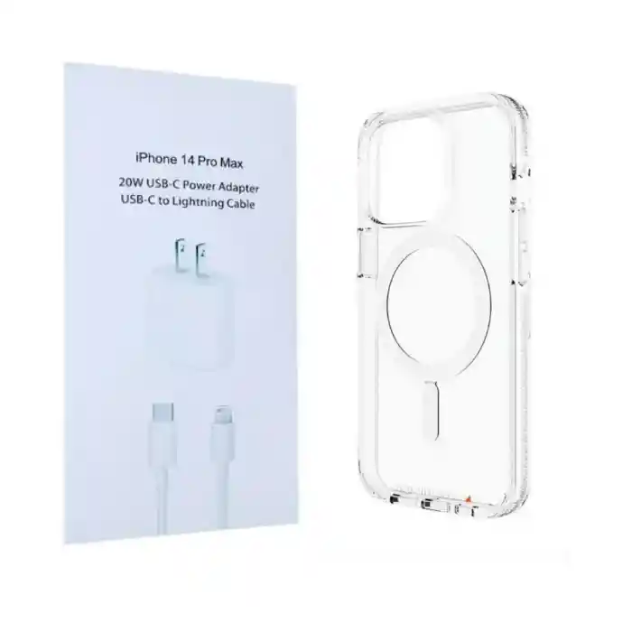 Combo Cargador Iphone 20w Carga Rapida + Funda Gear4 Crystal Palace Con Magsafe Para Iphone 14