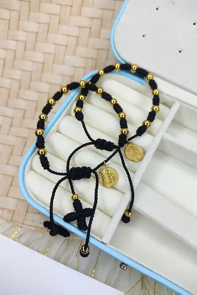 Pulsera 10 Nudos Negro San Benito Balin #6