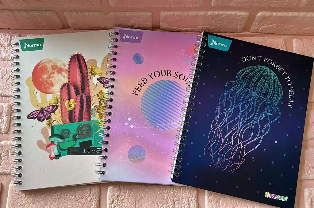 Cuaderno Argollado Cuadros Dama Grande Pasta Dura Expresarte 80 Hojas