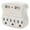 Toma Multiple X 3 Con Doble Conexion Usb Para Toma Doble (bk-1952)