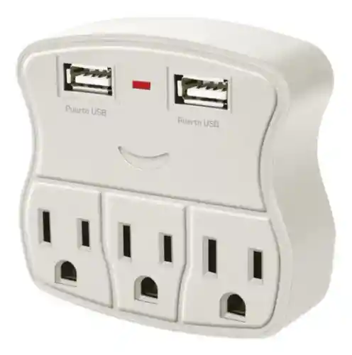 Toma Multiple X 3 Con Doble Conexion Usb Para Toma Doble (bk-1952)