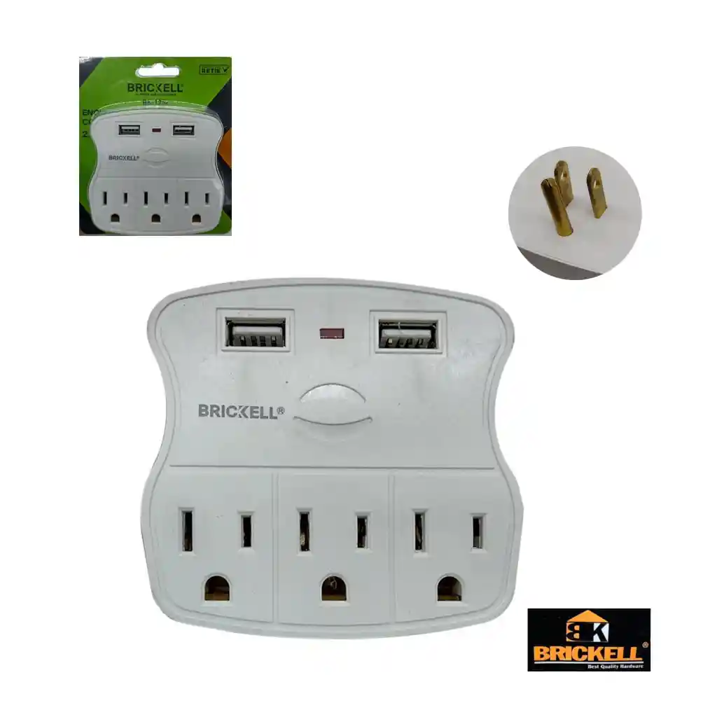 Toma Multiple X 3 Con Doble Conexion Usb Para Toma Doble (bk-1952)