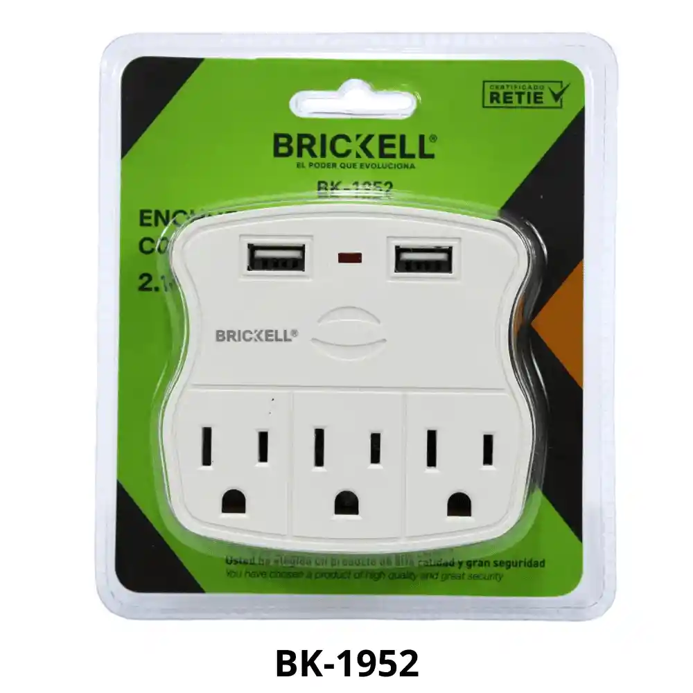 Toma Multiple X 3 Con Doble Conexion Usb Para Toma Doble (bk-1952)