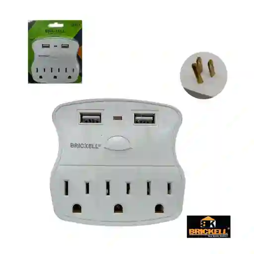Toma Multiple X 3 Con Doble Conexion Usb Para Toma Doble (bk-1952)