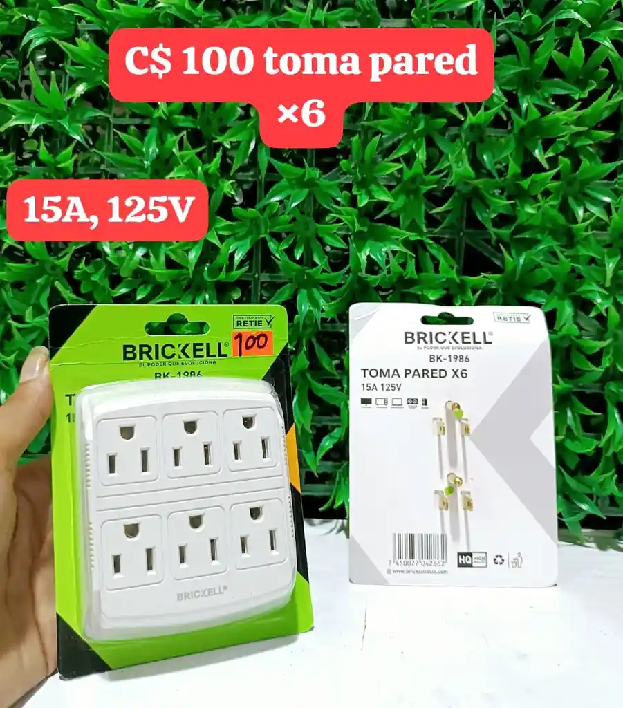 Multitoma Toma Corriente De Pared 6 Salidas Original Brickell