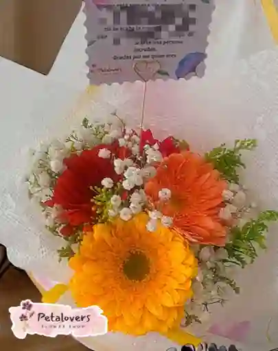 Flores Arreglo De 4 Gerberas Surtidas