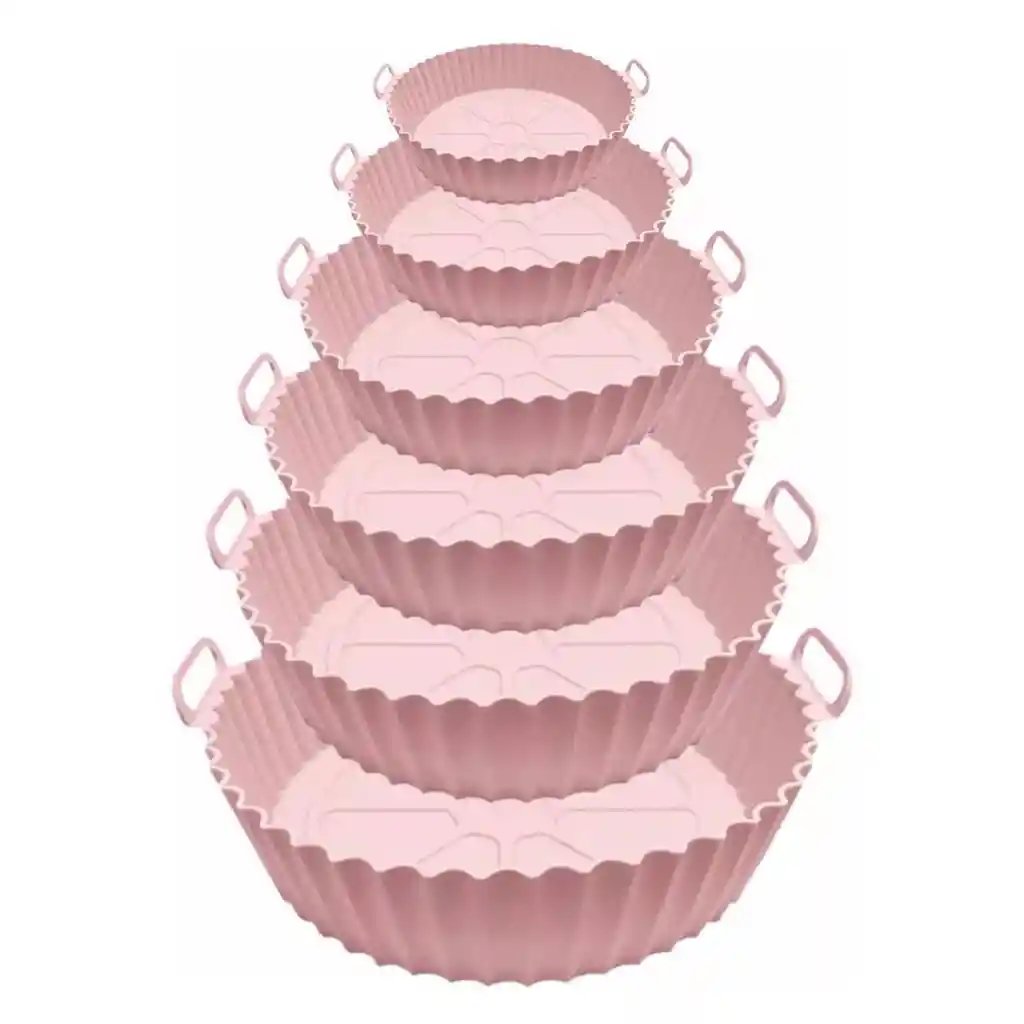 Set X6 Molde Silicona Freidora Air Fryer Reutilizable Freidora Rosa