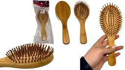 Cepillo De Bambú Ovalado Para Cabello Cerdas En Bambú Peine