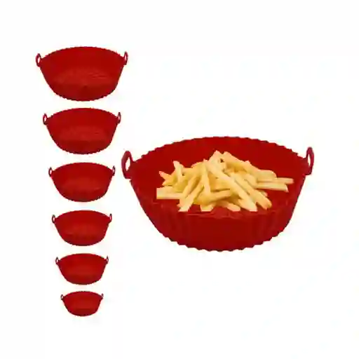 Set X6 Molde Silicona Freidora Air Fryer Reutilizable Freidora Rojo