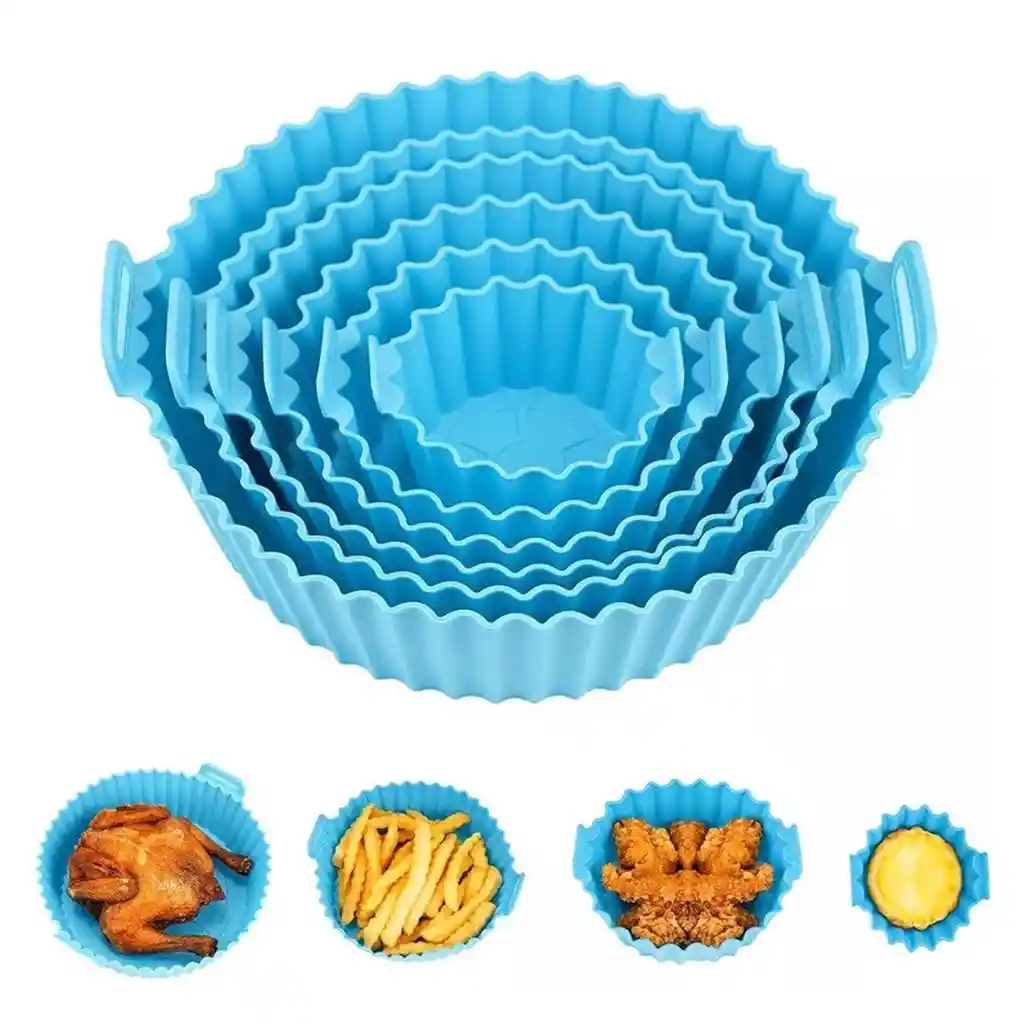 Set X6 Molde Silicona Freidora Air Fryer Reutilizable Freidora Azul