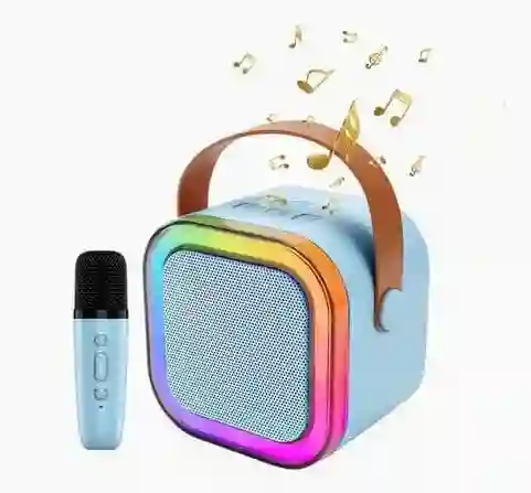Parlante Karaoke Portátil Con Micrófono Inalámbrico, Luces Led Rgb (azul)