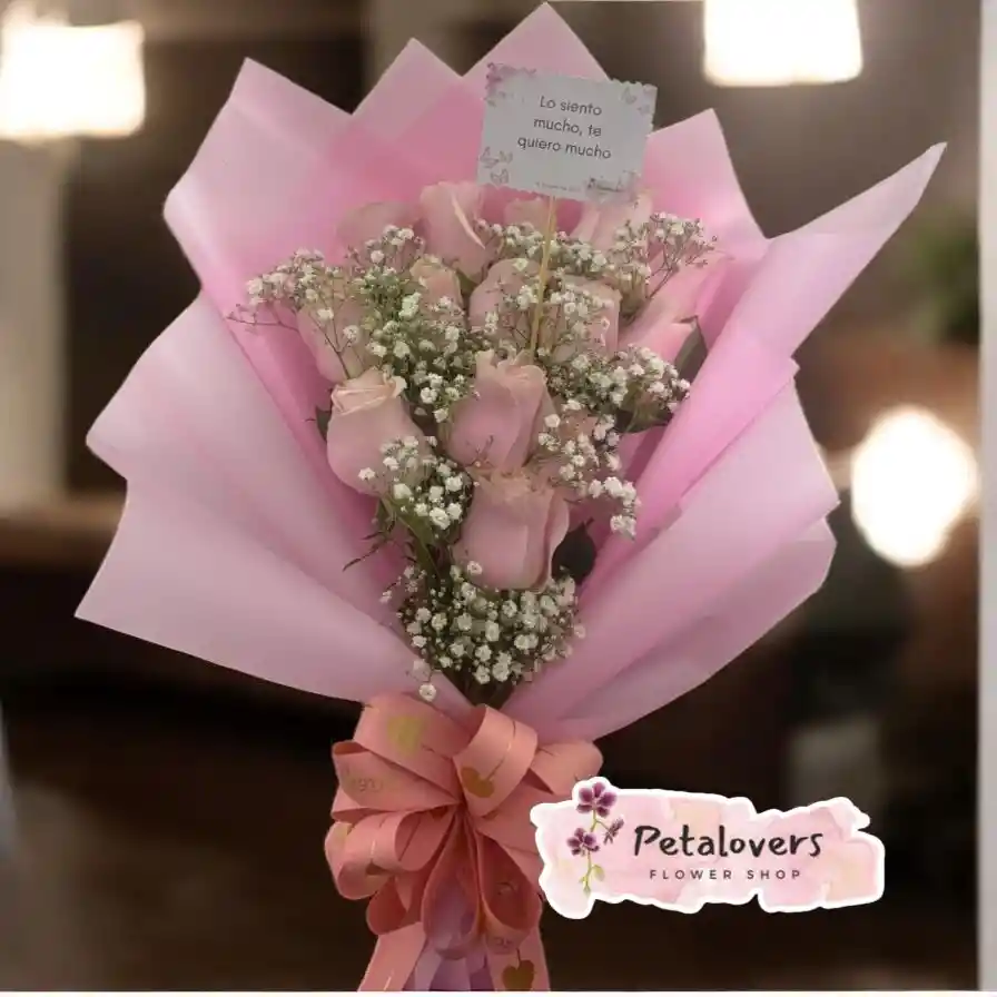 Rosas Rosadas Con Gypsophila