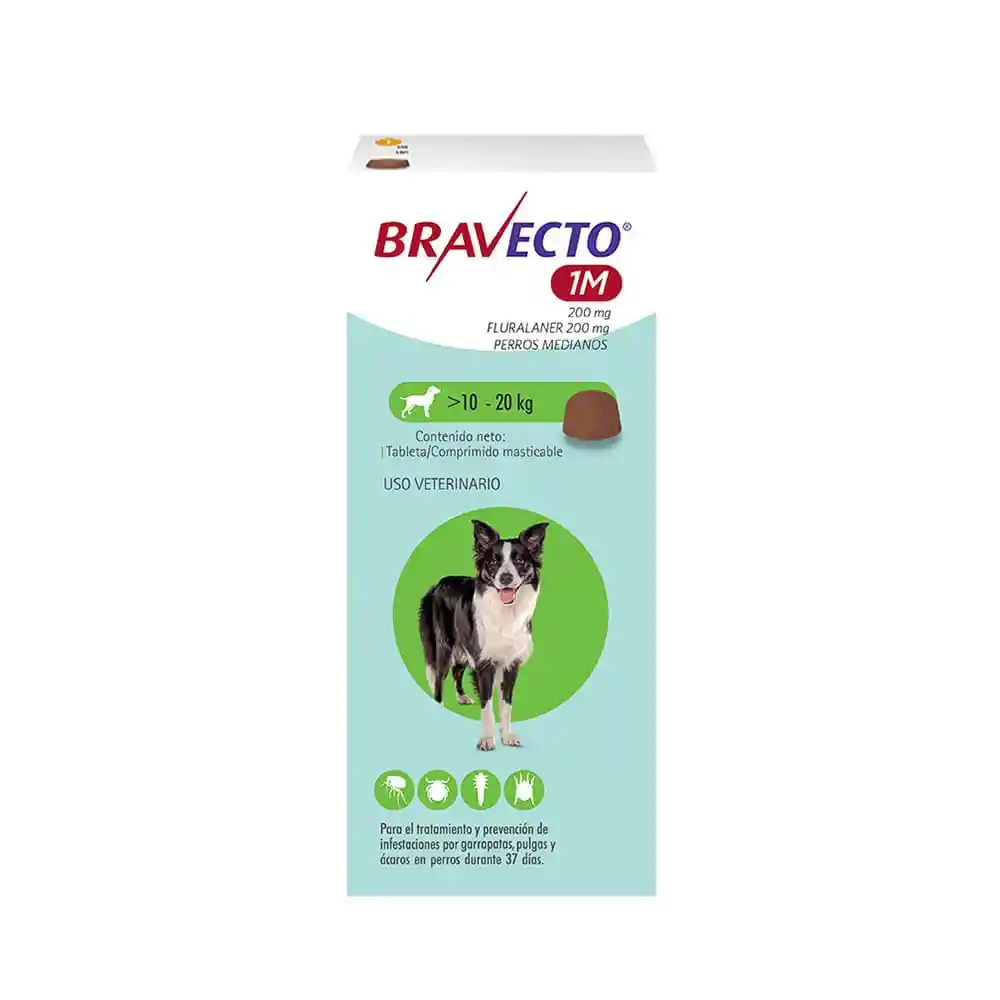 Bravecto 1m 200mg (verde) 10-20kg