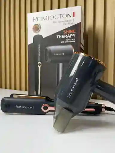 Set Plancha Y Secador Terapia Reimiogton Keratina Y Aceite De Argán