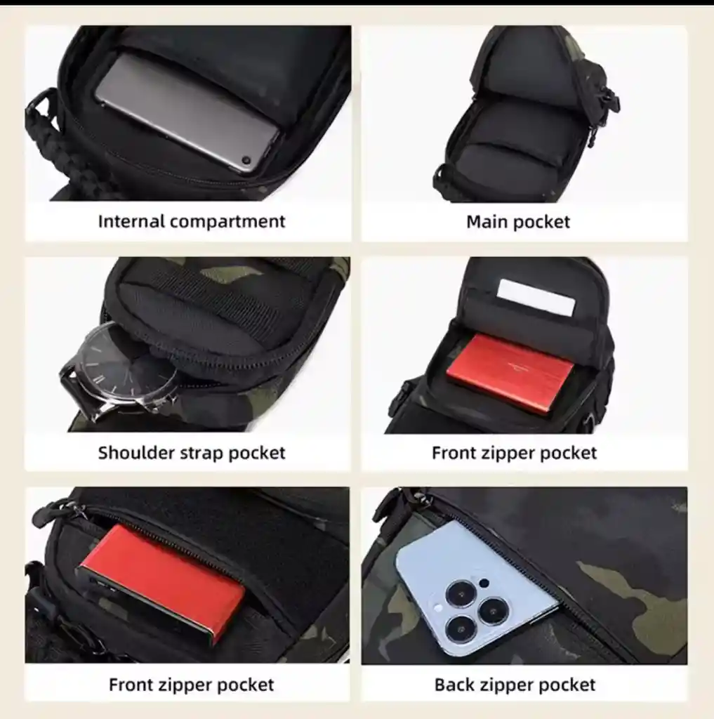 Mochila Tactica Cruzada Multifuncional Acampar, Aire Libre