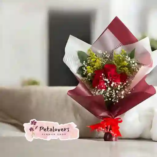Flores Bouquet Rosas Rojas Amor Y Amistad