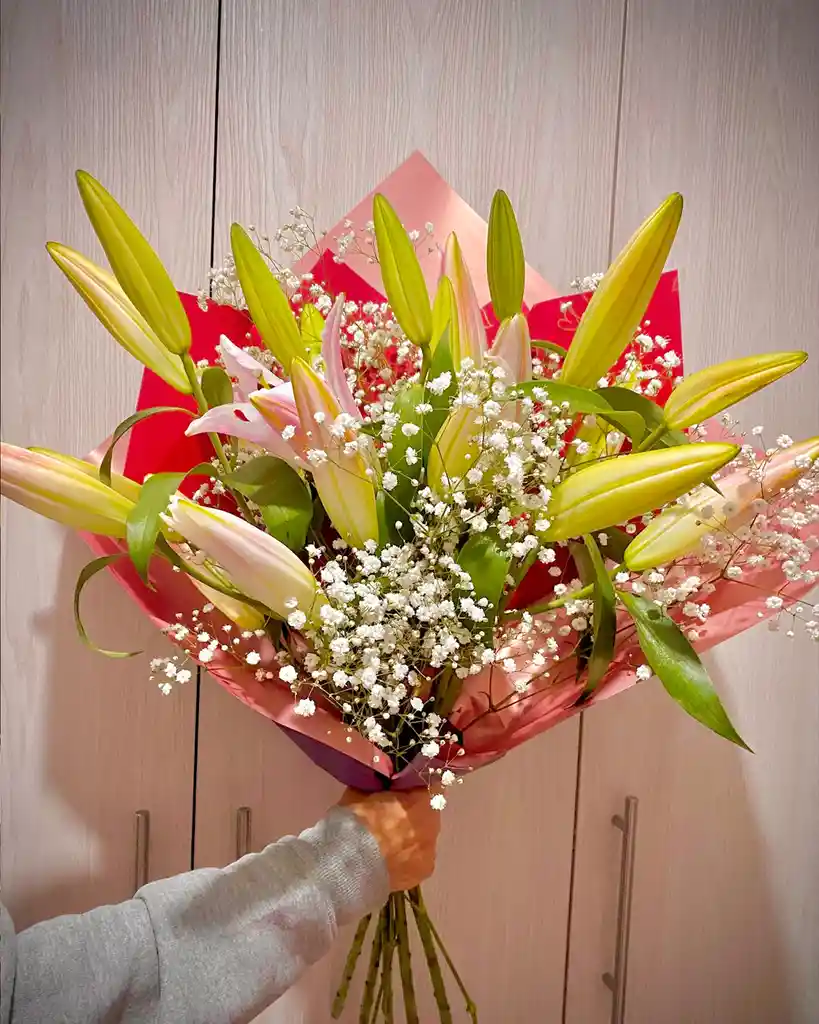 Flores, Bouquet Lirios Rosados