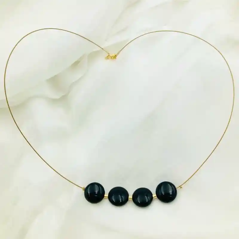 Collar Piedras Obsidiana