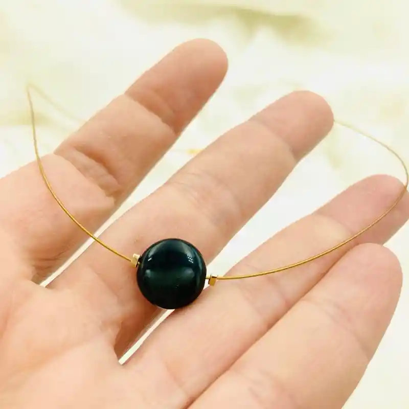 Collar Solitario Obsidiana