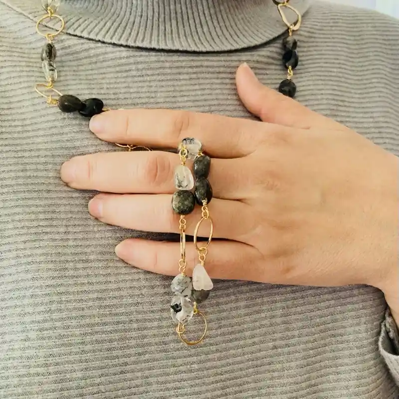 Collar Largo Cuarzo Rutilado