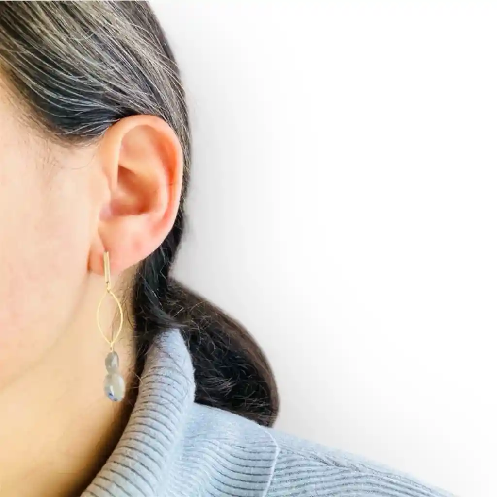 Aretes Ojitos Y Piedra Labradorita