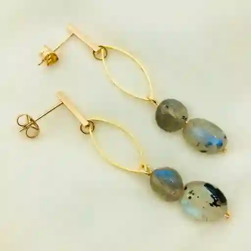 Aretes Ojitos Y Piedra Labradorita