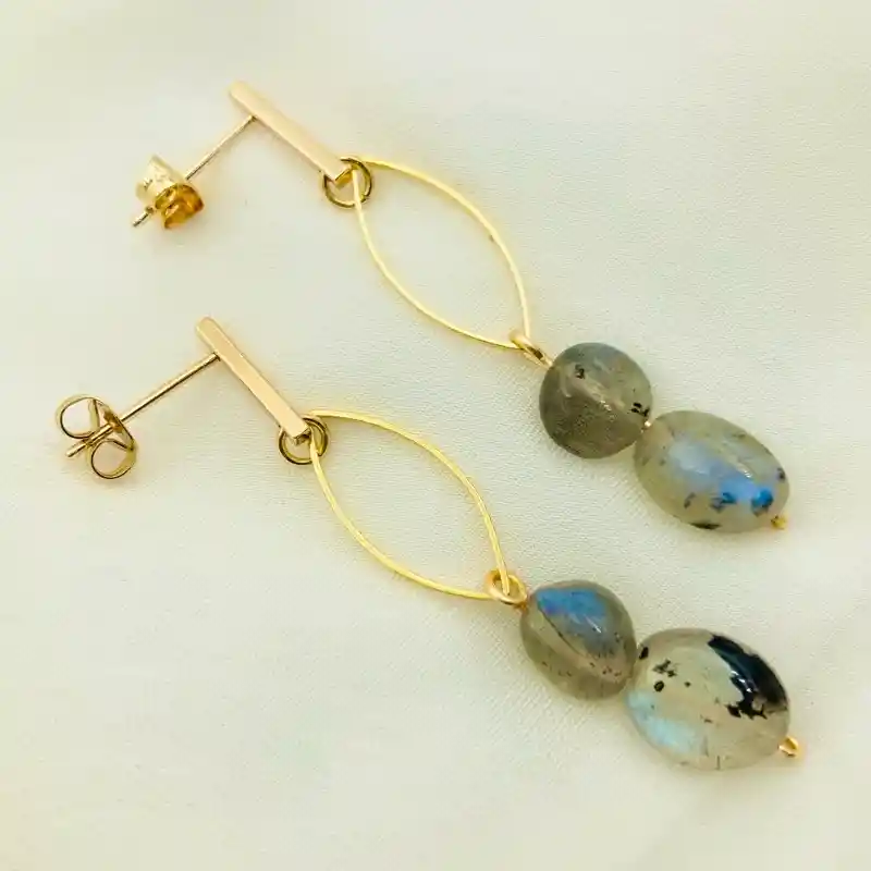 Aretes Ojitos Y Piedra Labradorita