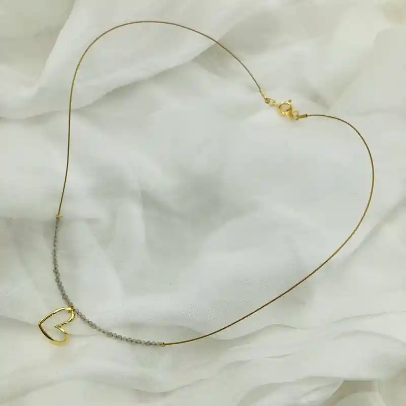 Collar Corazón Y Piedras Labradorita