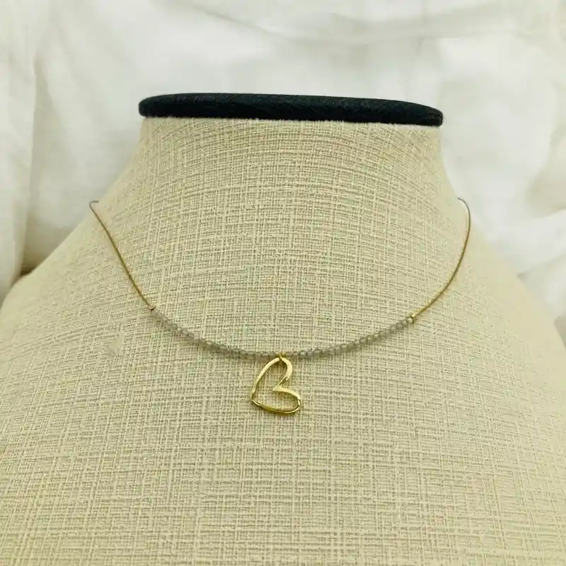 Collar Corazón Y Piedras Labradorita