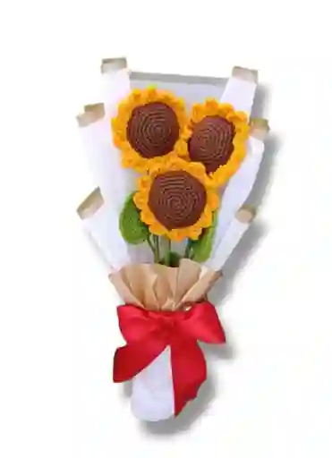 Bouquet De 3 Girasoles En Croché
