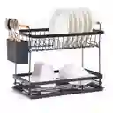 Escurridor Loza 2 Niveles En Aluminio Inoxidable Negro