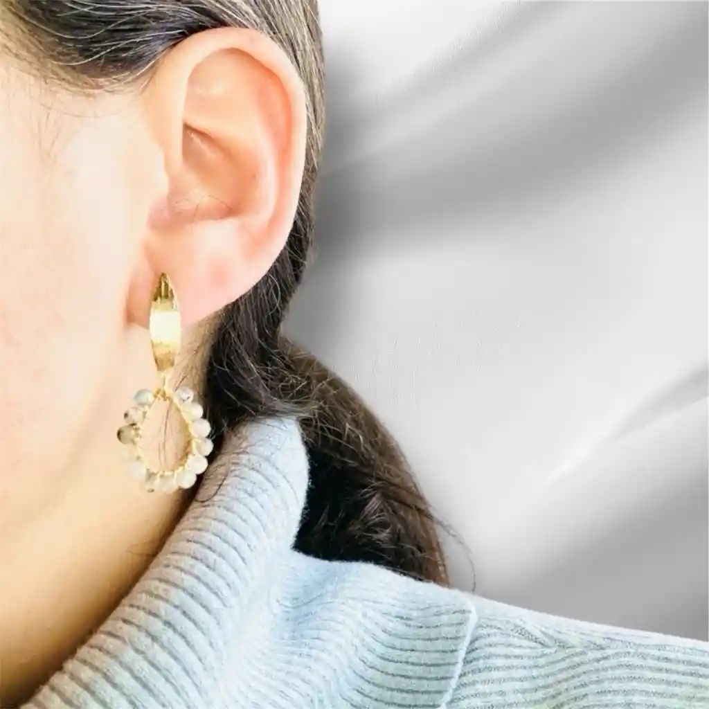 Aretes Gotita Tornasol Con Piedras