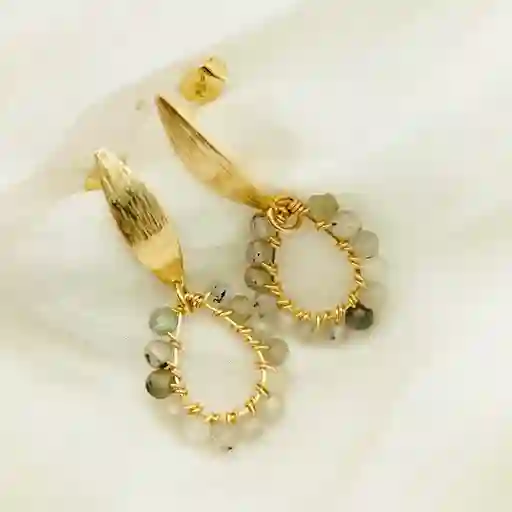 Aretes Gotita Tornasol Con Piedras