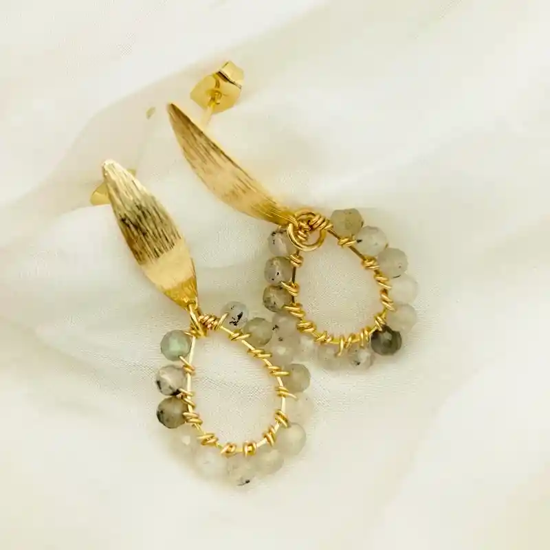 Aretes Gotita Tornasol Con Piedras