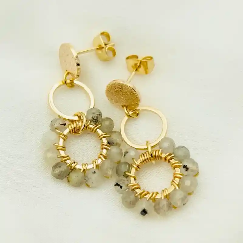 Aretes Camelias Tornasol Con Piedras