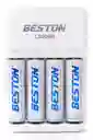 Cargador Beston + 4 Pilas Aa Recargables 1500mah
