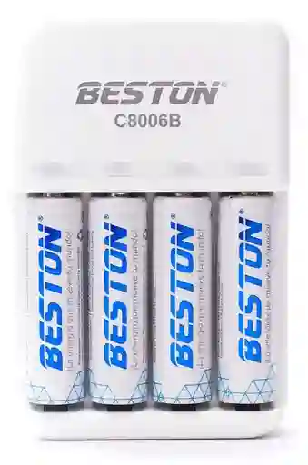 Cargador Beston + 4 Pilas Aa Recargables 1500mah