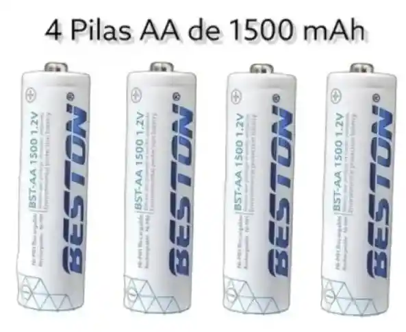 Cargador Beston + 4 Pilas Aa Recargables 1500mah
