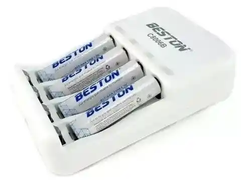 Cargador Baterías Beston + 4 Baterias Recargables