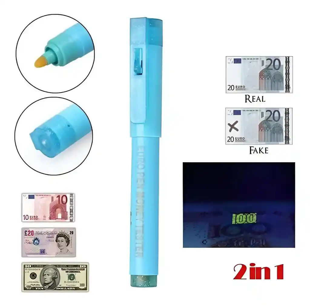 Marcador Probador Billetes Falsos Luz Uv Portable