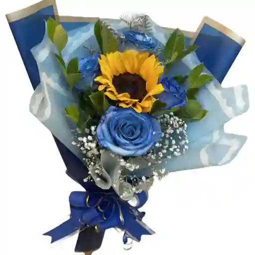 Girasol Y Rosas Azules