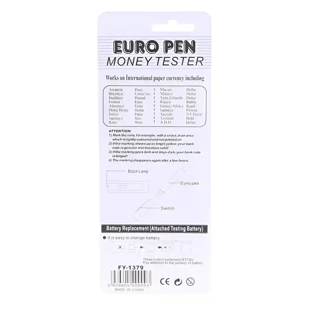 Marcador Probador Billetes Falsos Luz Uv Portable