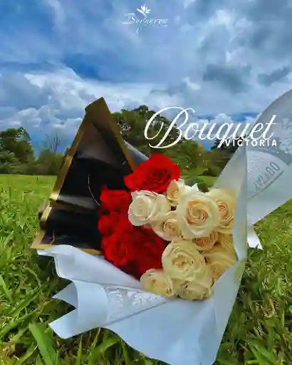 Rosas Rojas Y Blancas Bouquet 24 Rosas