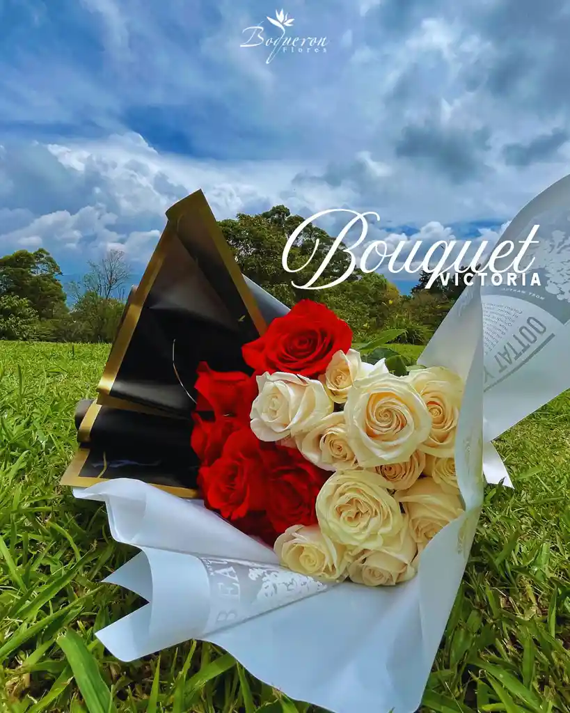 Rosas Rojas Y Blancas Bouquet 24 Rosas