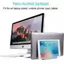 Soporte Base Vertical Aluminio Para Macbook Notebook Plateado