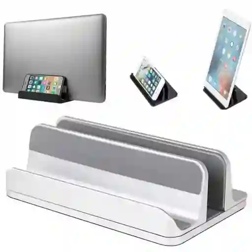 Soporte Base Vertical Aluminio Para Macbook Notebook Plateado