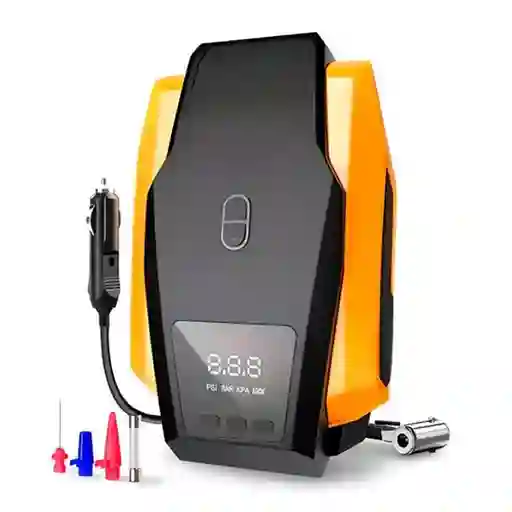 Compresor De Aire Mini A Bateria Portatil Inflador Recargable Color Negro