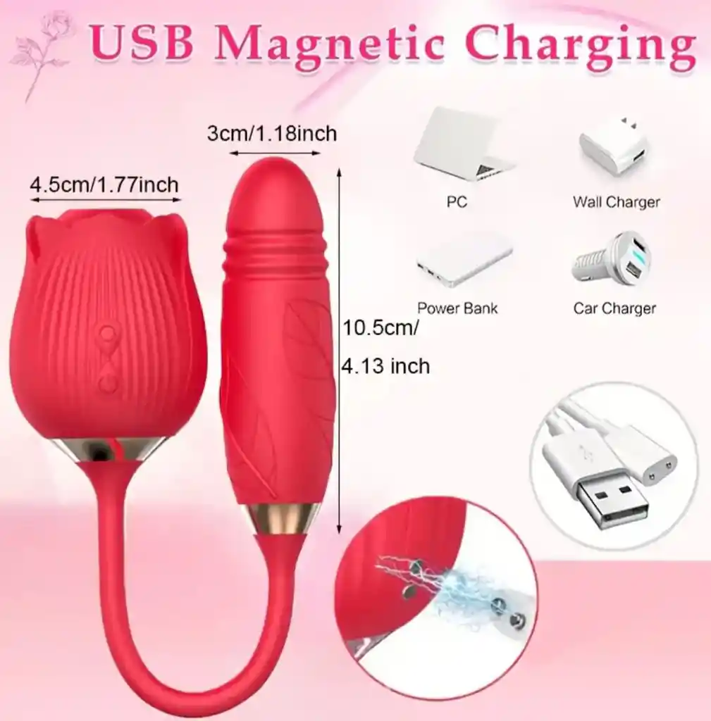 Succionador En Forma De Rosa Succionador Y Vibrador Flor Doble Estimulación Clitoris 2 En 1