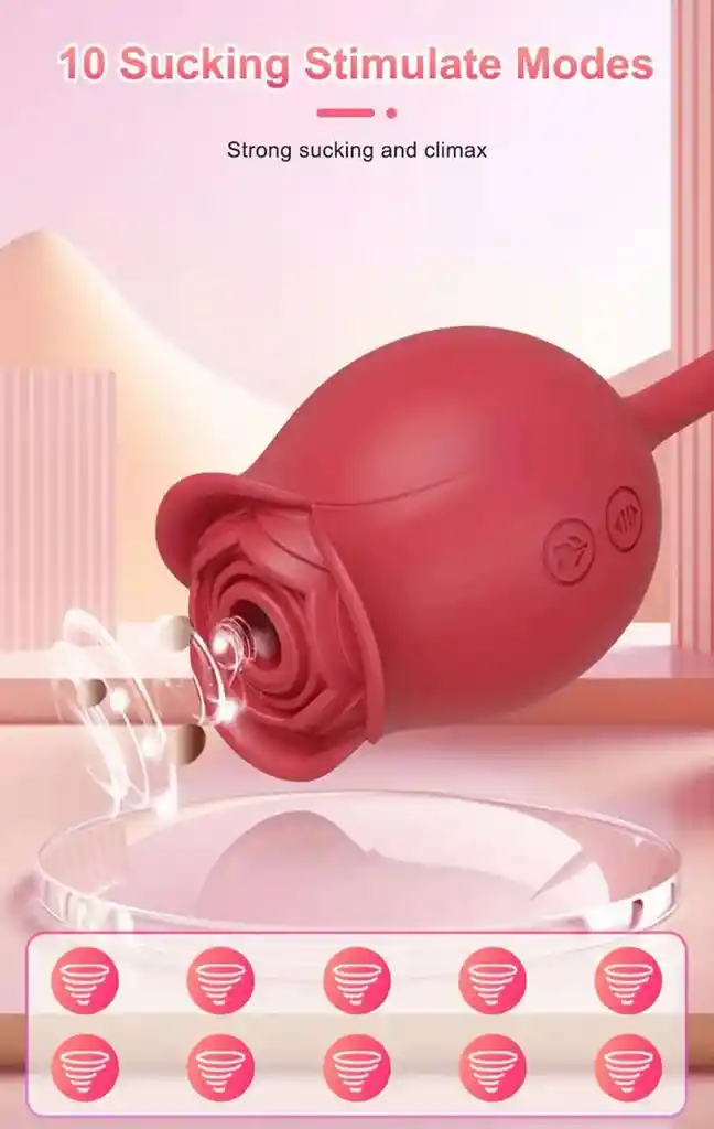 Succionador En Forma De Rosa Succionador Y Vibrador Flor Doble Estimulación Clitoris 2 En 1