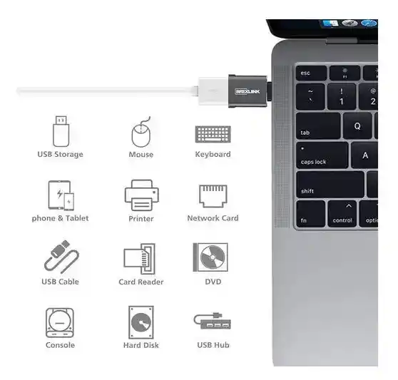Adaptador Convertidor Usb 3.0 Hembra Otg A Tipo C Usbc Macho Color Negro